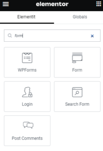 Elementor search for form